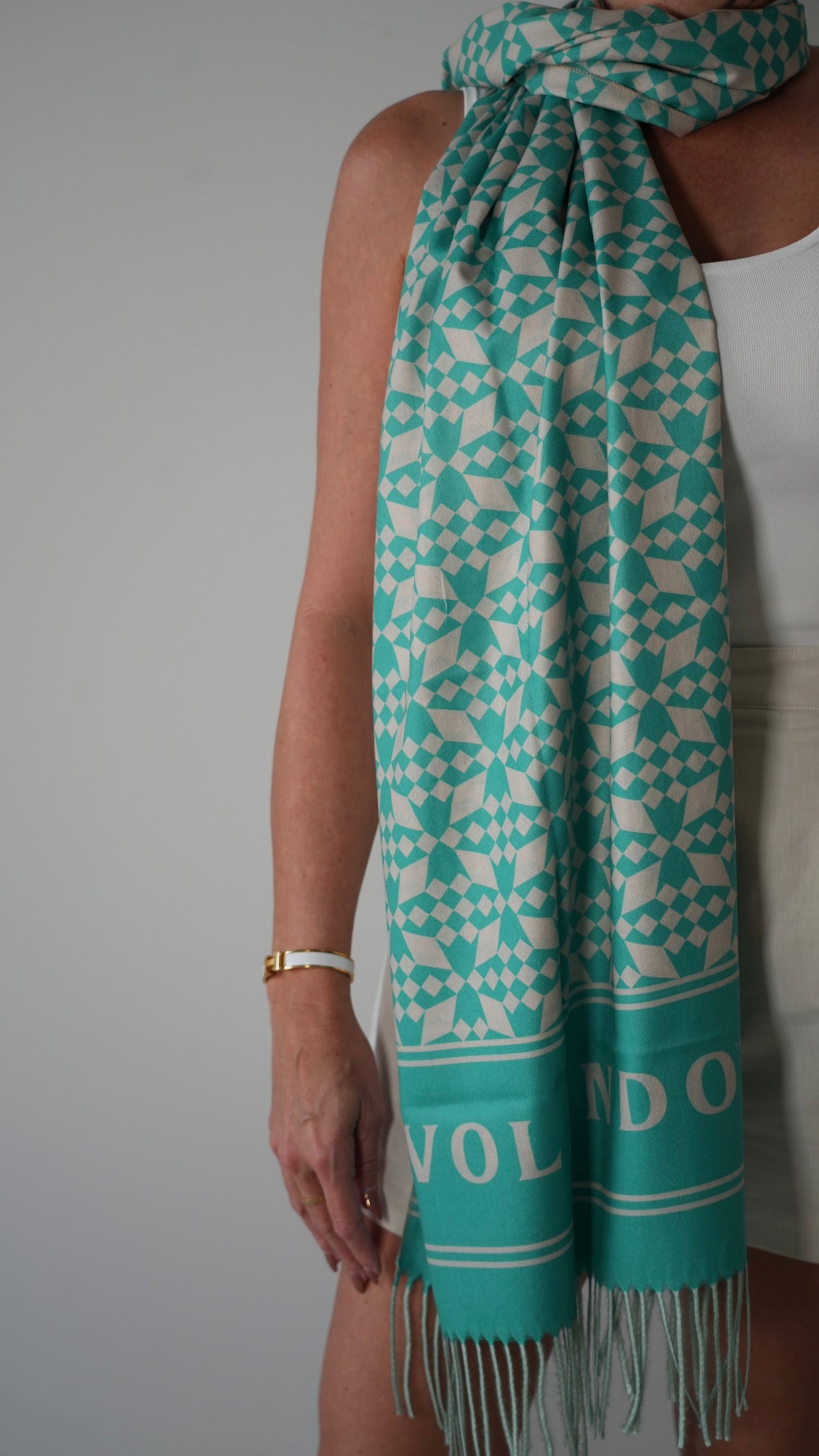 Volando Ranch Water scarf, worn