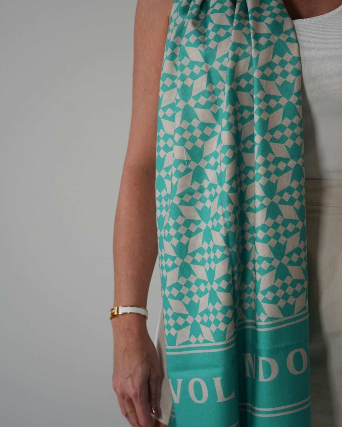 Volando Ranch Water scarf, worn