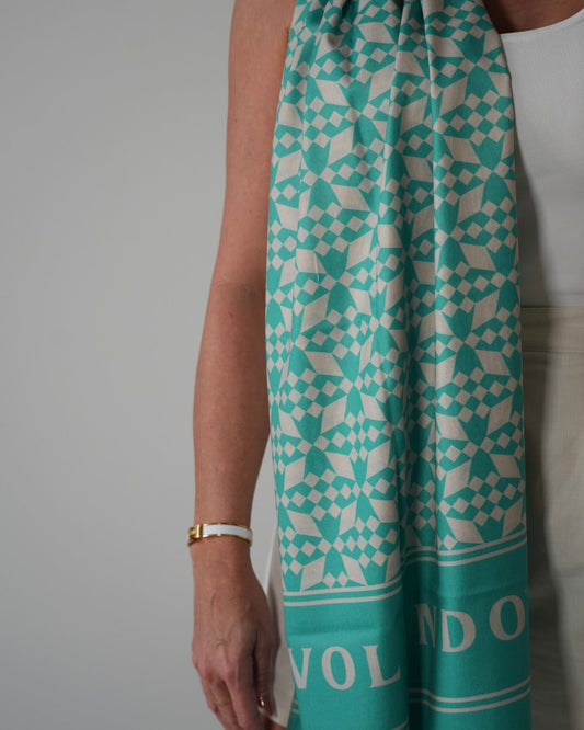 Volando Ranch Water scarf, worn